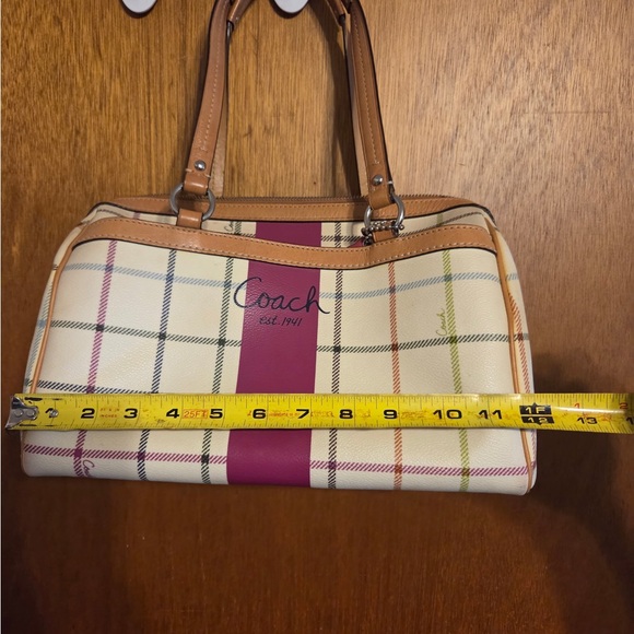 Coach Women's Plaid Shoulder Bag - Cream, Pink, and Tan - Picture 4 of 6